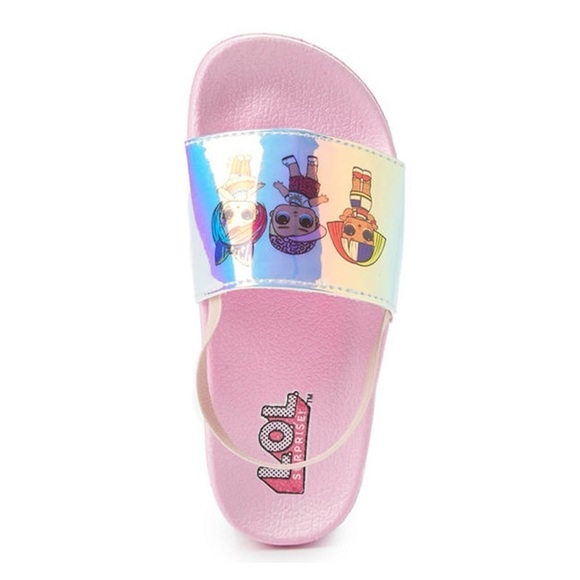 Girls Pink Iridescent Characters Heel-Strap Slide LOL Surprise Shoes - Picture 4 of 5